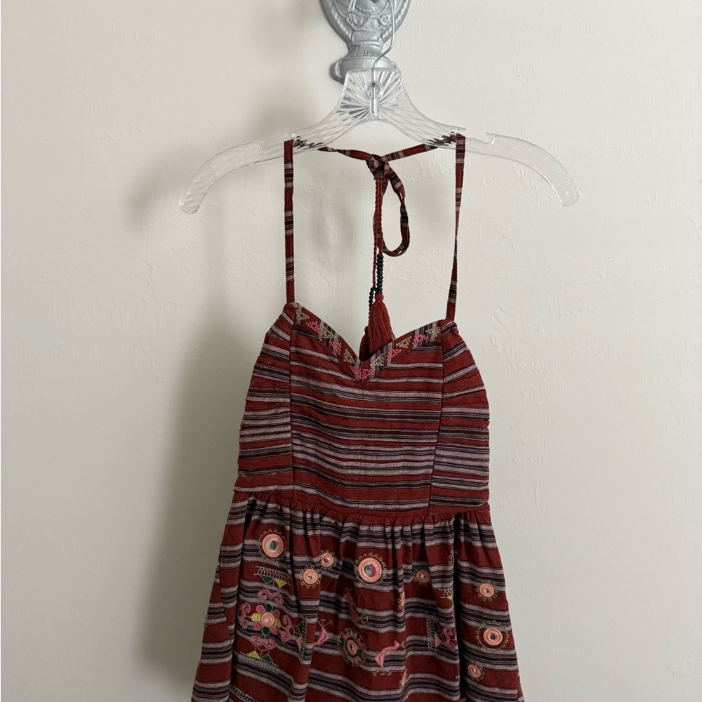 Altar’d State Striped Red and Brown Halter Dress
